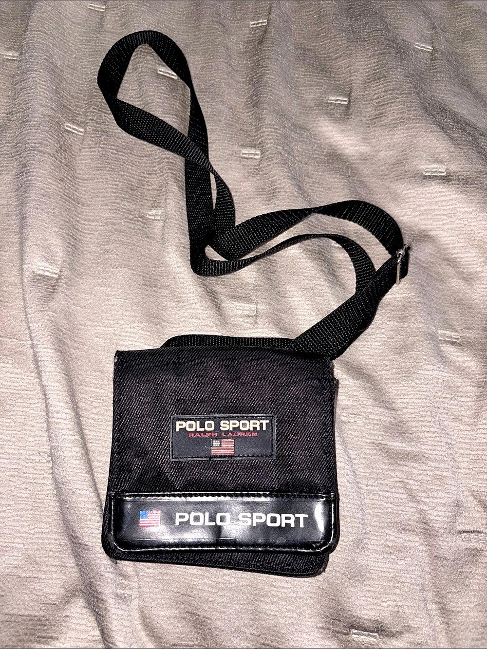 Vintage Polo Sport Black Crossbody Messenger Bag